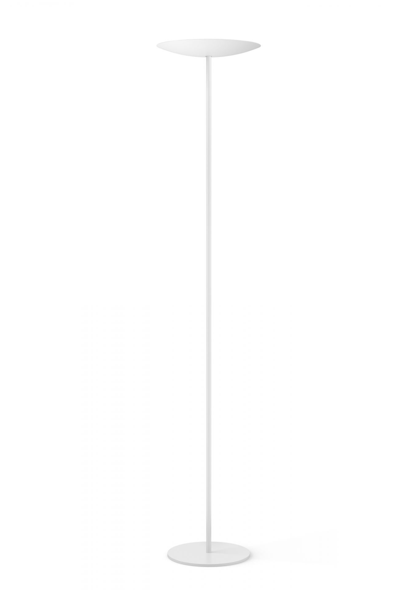 Weiße Belux Stehleuchte mit LED-Beleuchtung, minimalistisches Design für Wohnzimmer und Büro.