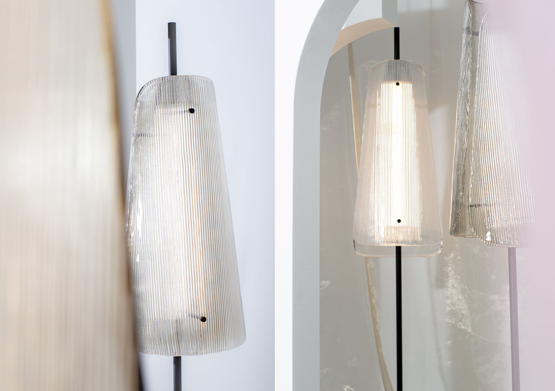 Bent Two Stehleuchte Transparent/ Schwarz mit fest verbauter LED 1600lm Pulpo