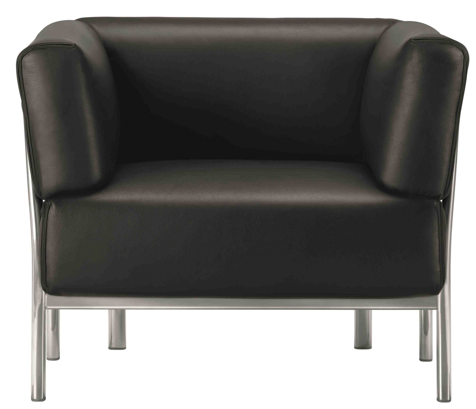 Schwarzer Eleven Sessel mit Lederbezug und verchromtem Stahlgestell von Alias. Moderner Design Sessel.