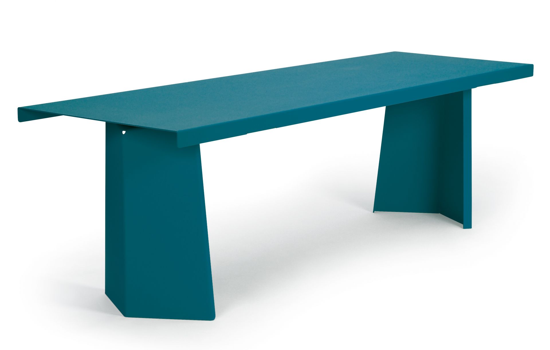 Blauer Pallas Tisch von ClassiCon für den Innenbereich, moderner Designertisch aus Metall.