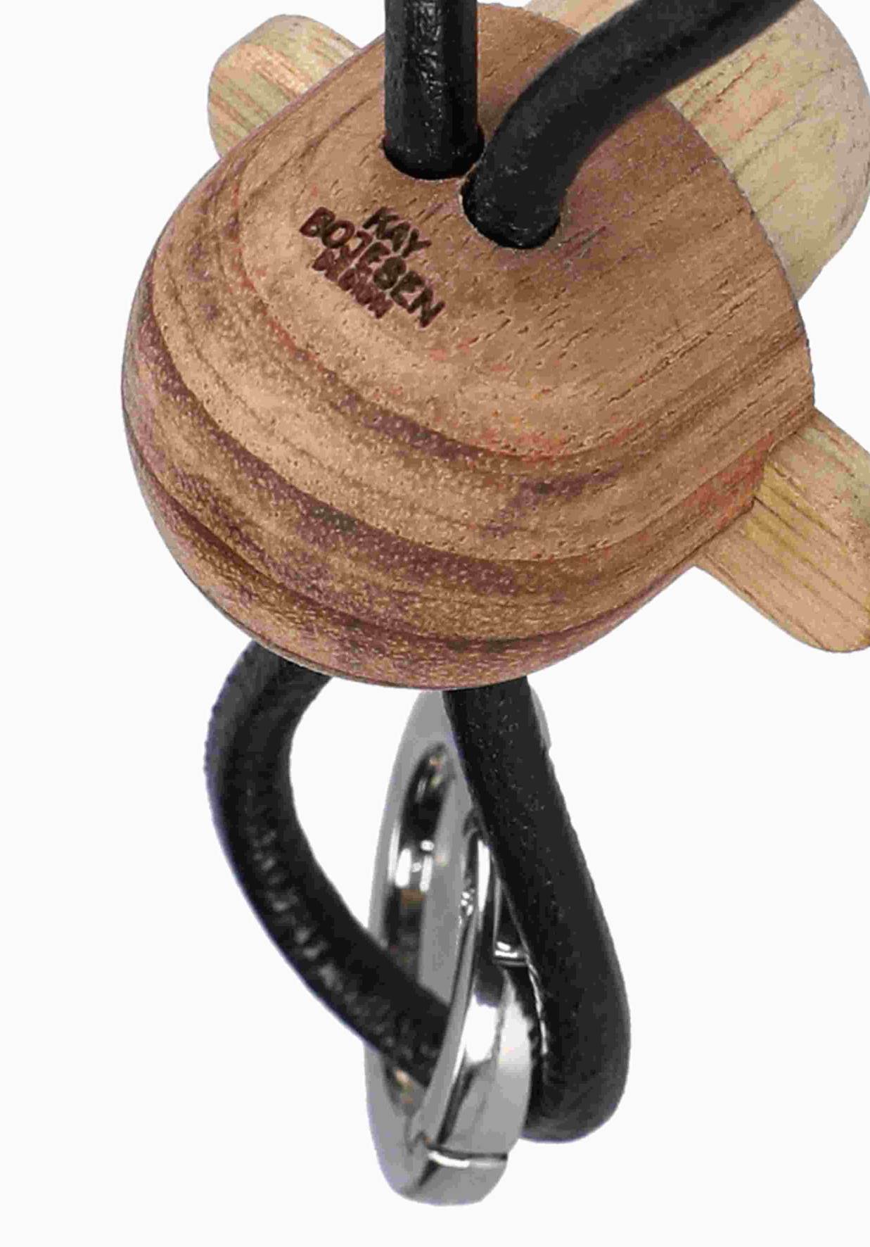 Affe Schlüsselanhänger silberfarbenes Metall mit schwarzem Leder Kay Bojesen