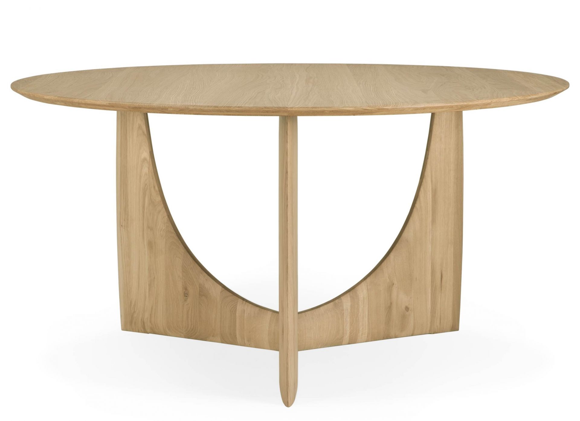 Runder Esstisch aus Eichenholz mit geometrischem Untergestell von Ethnicraft. Moderner Holztisch für Esszimmer.