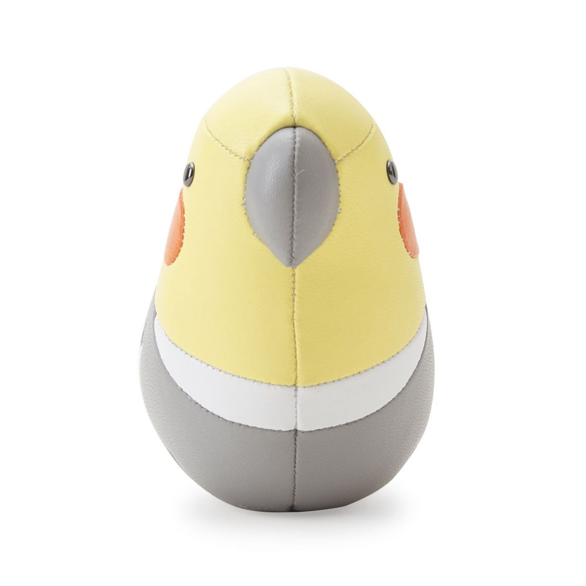 Frontansicht des grauen Nymphensittich Briefbeschwerers von Züny, ein dekorativer und praktischer Schreibtischhelfer.