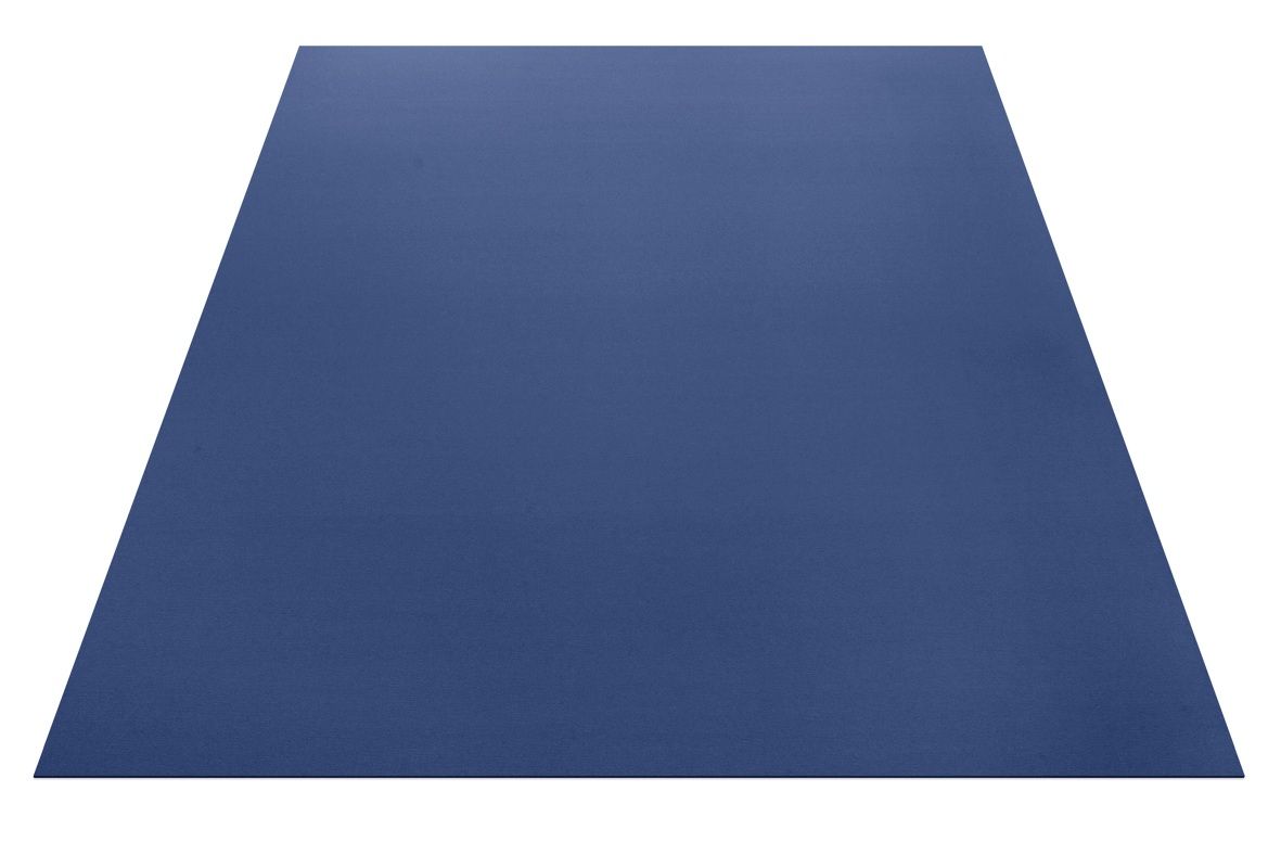 Rechteckiger, blauer Hey Sign Teppich aus Wollfilz, geeignet für Wohnzimmer und Schlafzimmer.