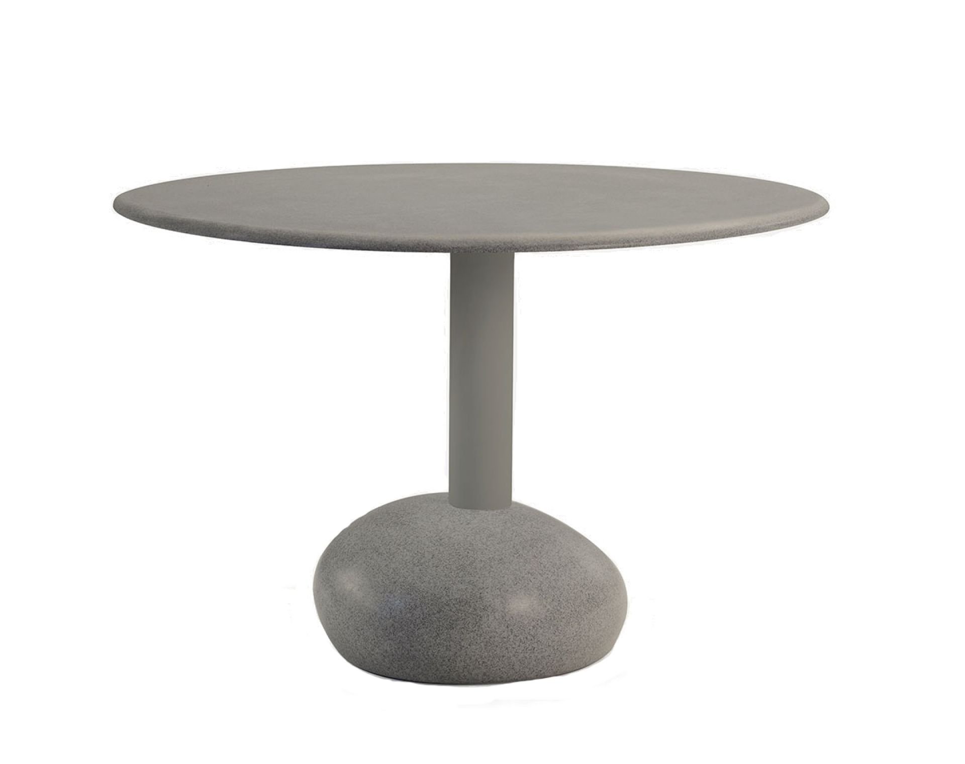 Vesper Tisch Grau-Taupe von Sancal, runder Beistelltisch mit einzigartigem, steinförmigem Fuß für modernes Wohnambiente.