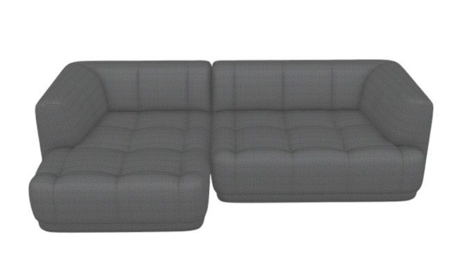 Graues Quilton Sofa von Hay, modulare Wohnlandschaft mit gesteppter Polsterung und bequemen Armlehnen.