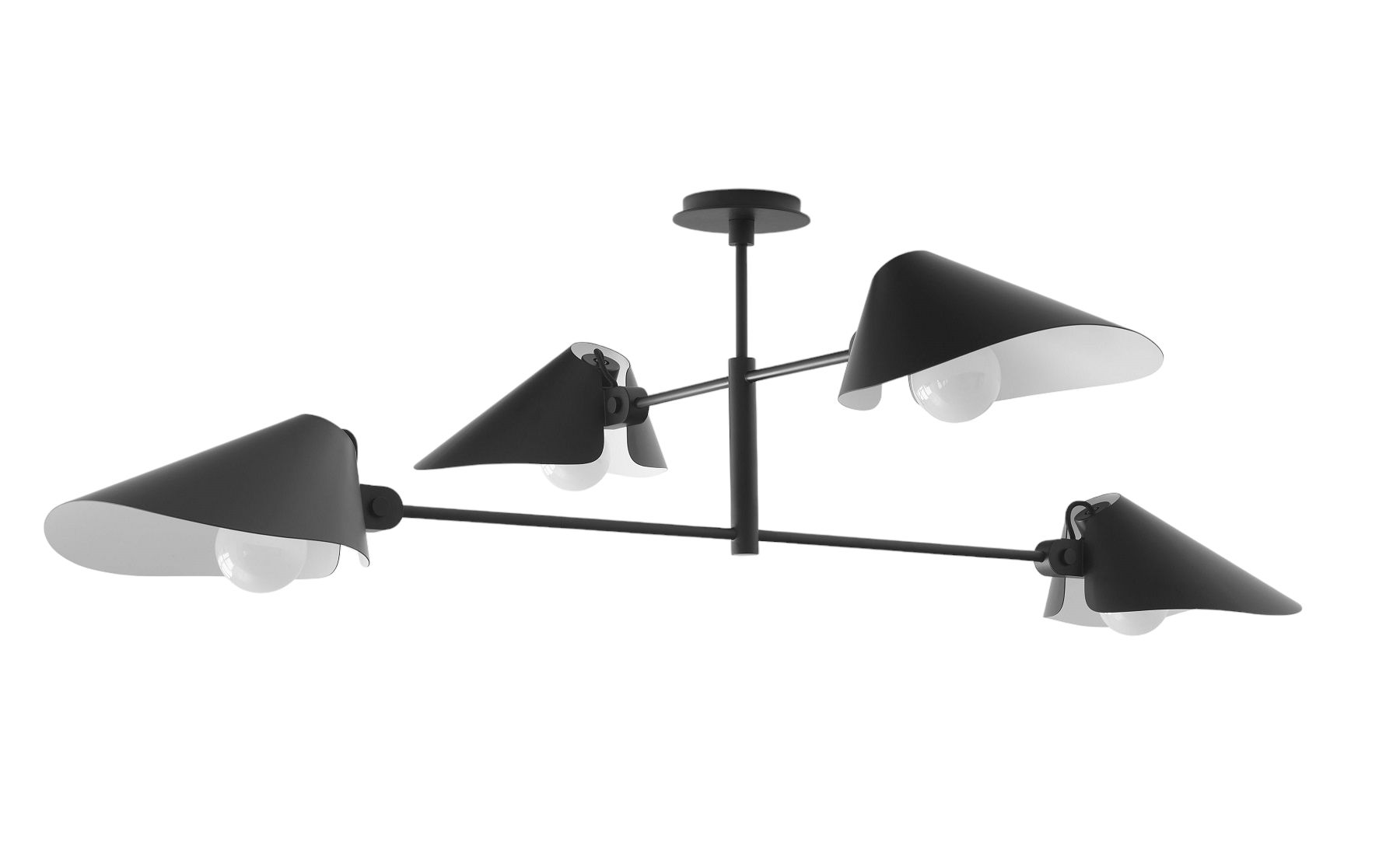 Schwarze Bonnet SC91 Pendelleuchte von AndTradition mit vier Lampenschirmen und modernem Design.