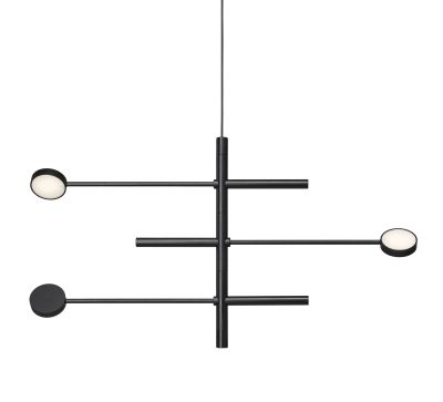Schwarze KINGPIN Pendelleuchte Japth mit runden Leuchten, modernes Design für Wohnzimmer und Esszimmer.