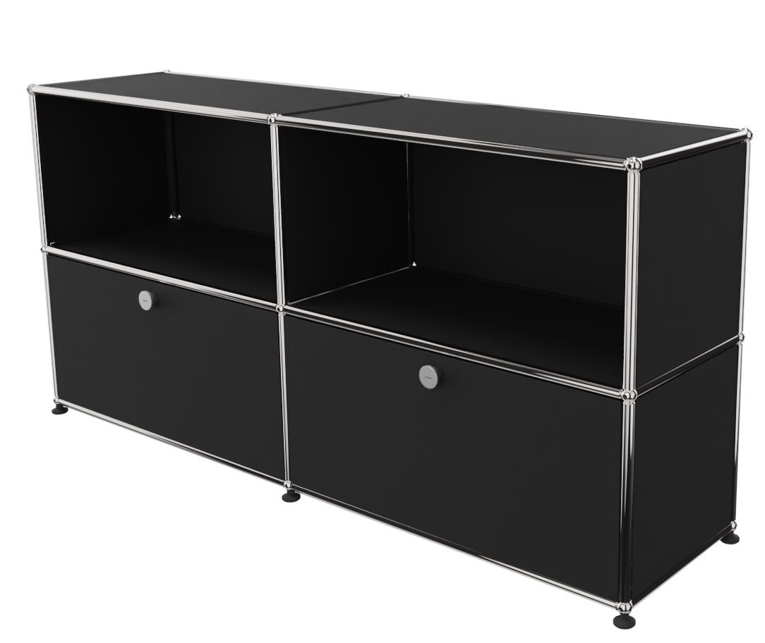USM Haller Sideboard 2 Offen / 2 Klappen Graphitschwarz - FAST DELIVERY