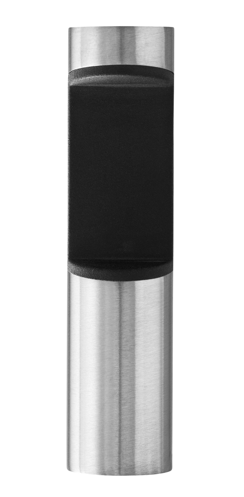 Nahaufnahme des Vipp Handtuchhakens, Edelstahl und Gummi, modernes Baddesign.