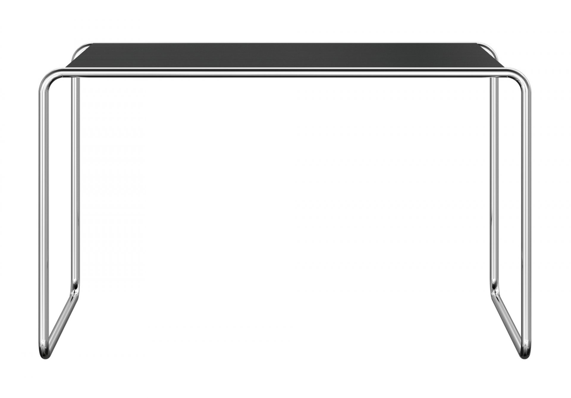 S 285/0 Thonet Schreibtisch mit schwarzer Tischplatte und verchromtem Stahlrohr Gestell. Designklassiker.