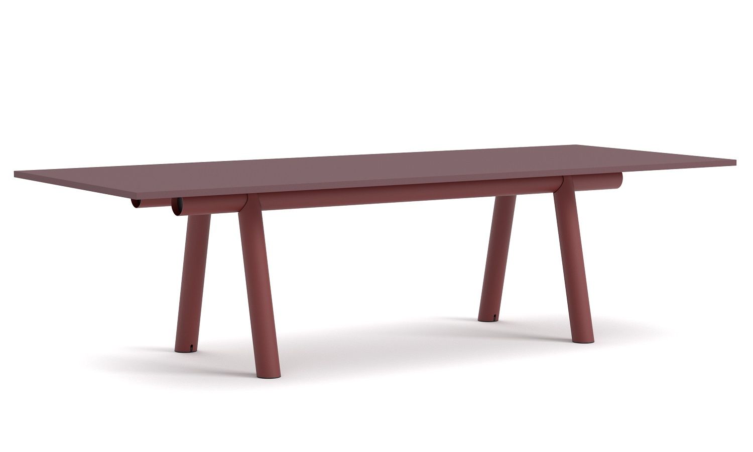 Burgunderroter Boa Table Tisch von Hay mit Linoleum-Tischplatte und minimalistischem Design. Moderner Esstisch für Esszimmer.