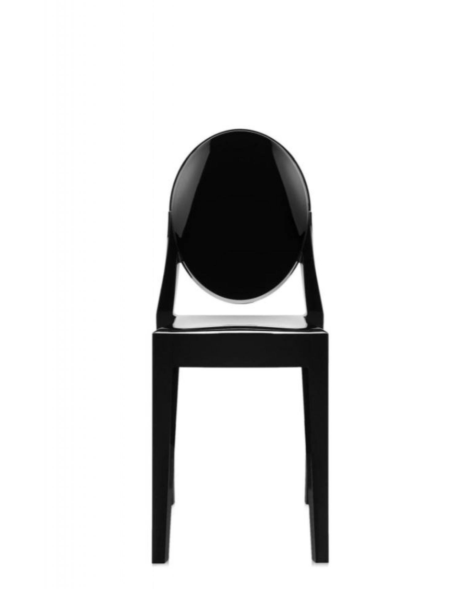 Schwarzer Victoria Ghost Stuhl von Kartell, moderner Designstuhl aus transparentem Kunststoff für Esszimmer und Wohnbereich.