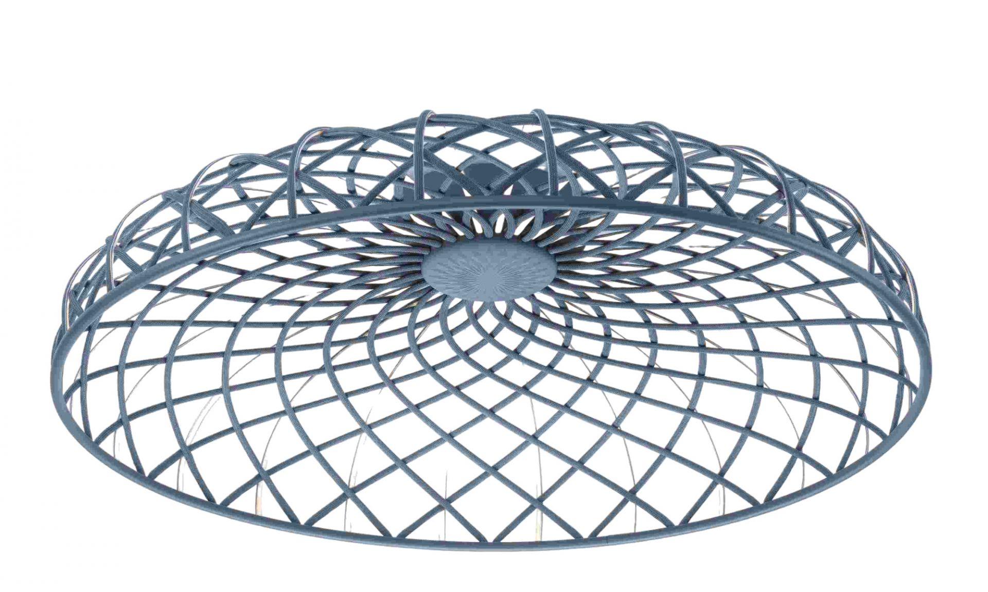 Skynest Deckenleuchte: Moderne Pendelleuchte mit filigranem, blauem Drahtgeflecht für Wohnzimmer und Esszimmer.