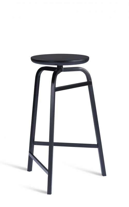 Schwarzer Treble Barhocker von Northern mit runder Sitzfläche und minimalistischem Metallgestell für moderne Küchen und Bars.