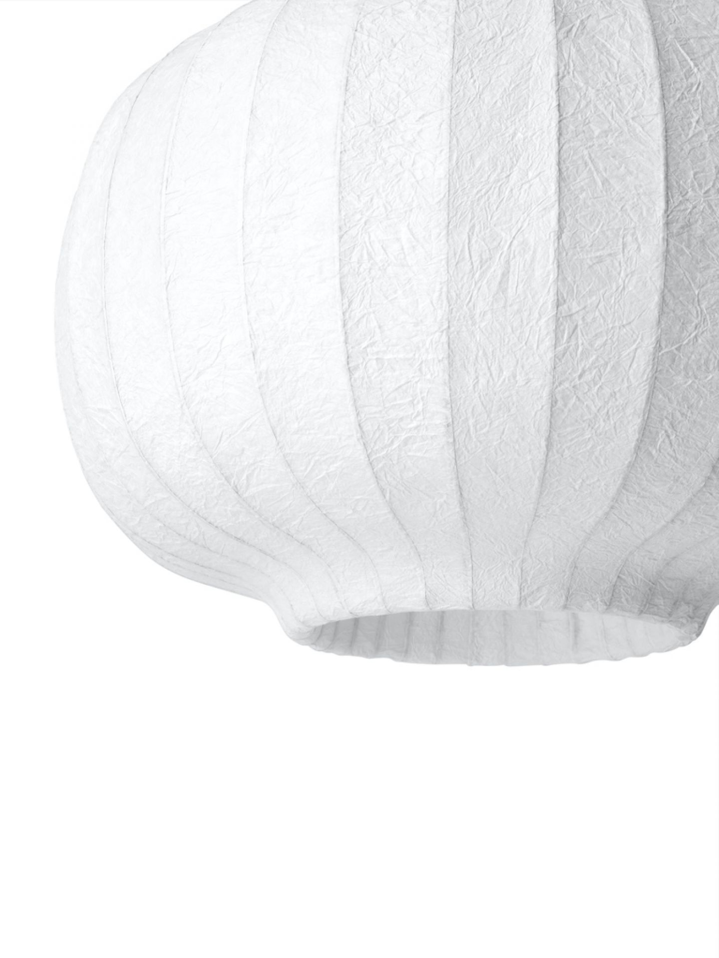 Detailaufnahme der weißen Paper Pendant Pendelleuchte von Vipp. Moderne Hängelampe aus Papier.