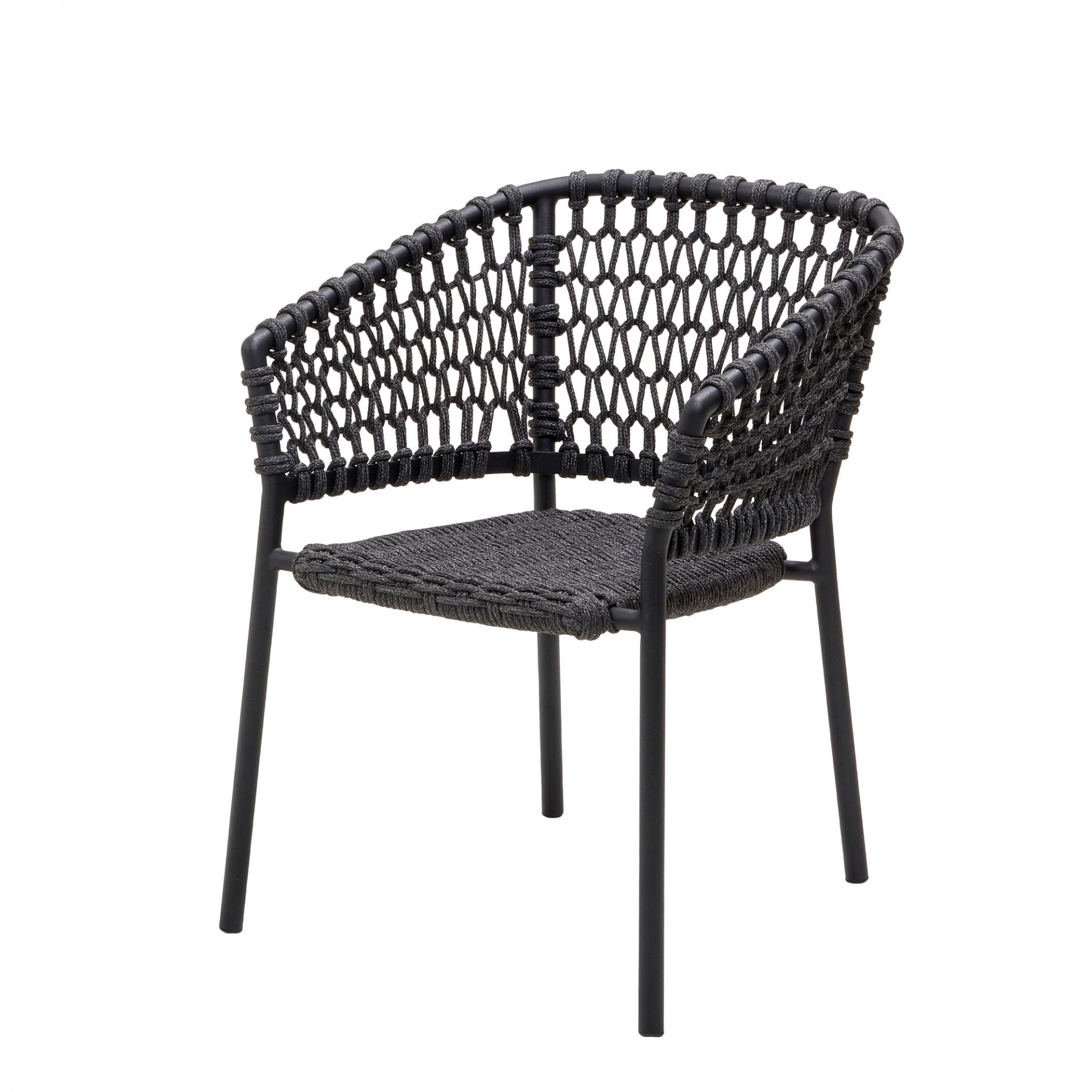 Ocean Sessel von Cane-Line: Schwarzer Outdoor-Sessel mit geflochtener Sitzfläche und Rückenlehne.