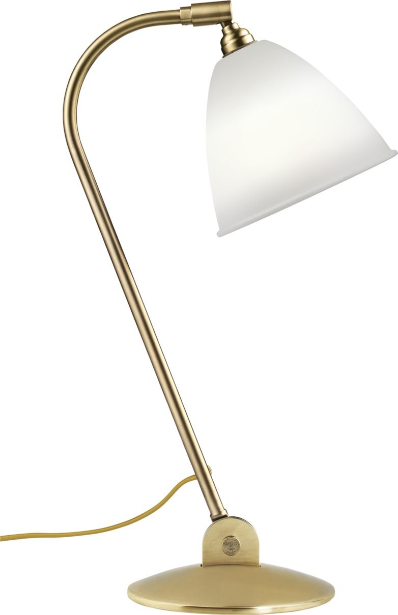 Bestlite BL2 Tischleuchte in Bone China und Messing von Gubi, elegante Schreibtischlampe.