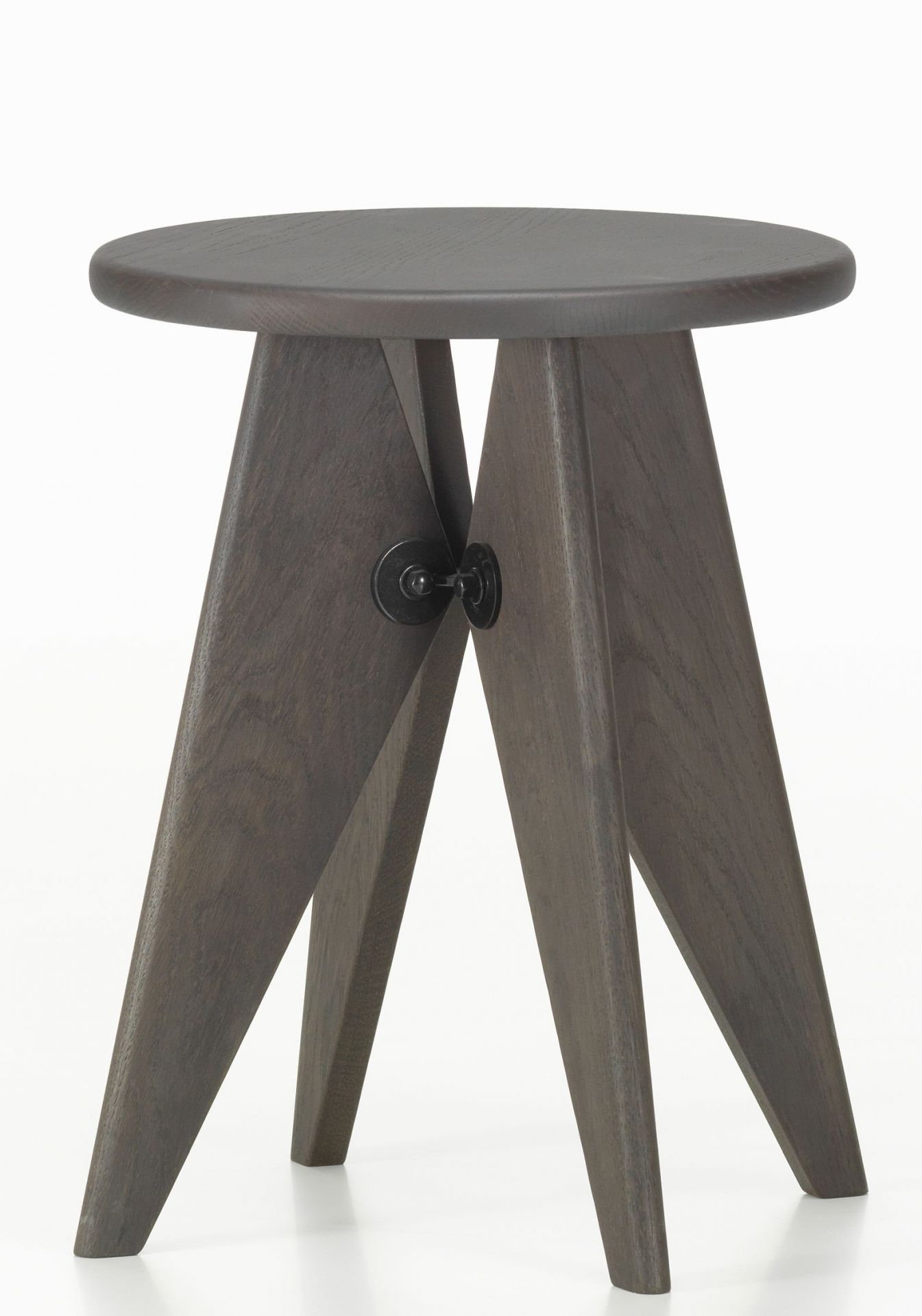 Tabouret Solvay Hocker aus dunkler Eiche massiv, Vitra Design, Naturholz mit Schutzlack.