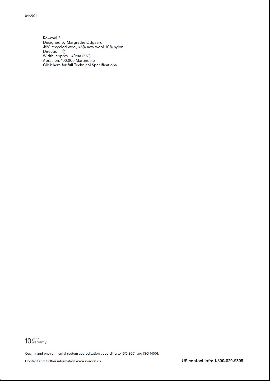 Stoffmusterkarte Re-Wool 2 Kvadrat 