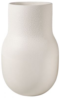 Große, weiße Living Perlenvase von Räder, ein Einzelstück mit feiner, punktierter Oberfläche. Dekorative Blumenvase für Wohnaccessoires.