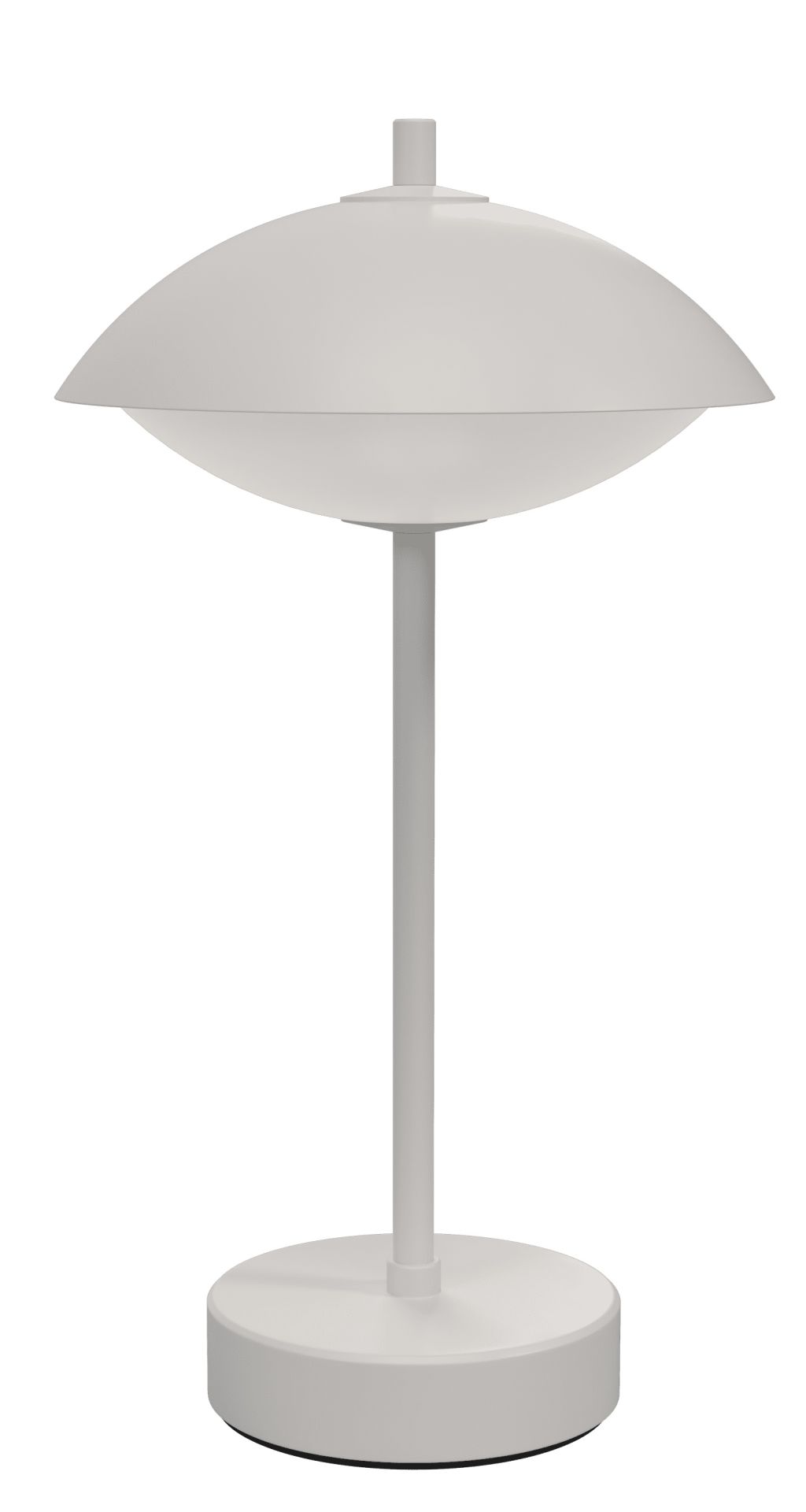 Weiße Clam Tischleuchte von Fritz Hansen: Moderne, portable Akkuleuchte für den Innenbereich.