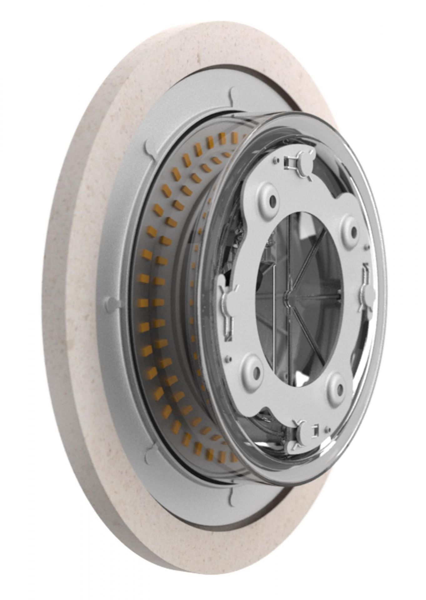 Detailaufnahme der Flos Camouflage Wandleuchte 240 in Betonoptik, modernes Design für Innenräume.