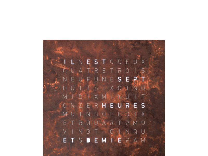 Frontcover für Earth 13.5 Tischuhr / Zeitobjekt Französisch QLOCKTWO