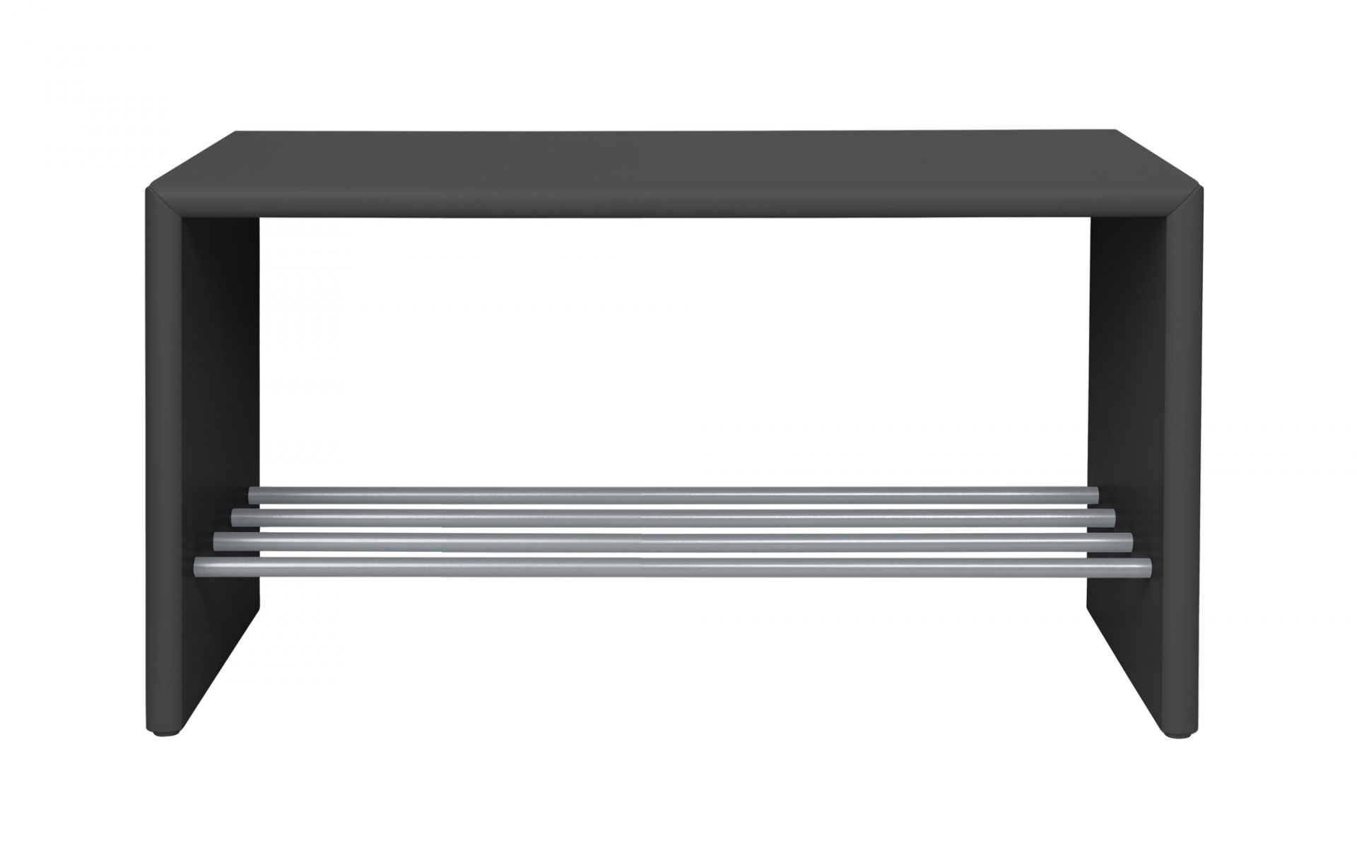 Schwarze Schuhbank mit Ablagefächern für Schuhe, ideal als Sitzbank im Flur. Nordic Montana Schuhbank.