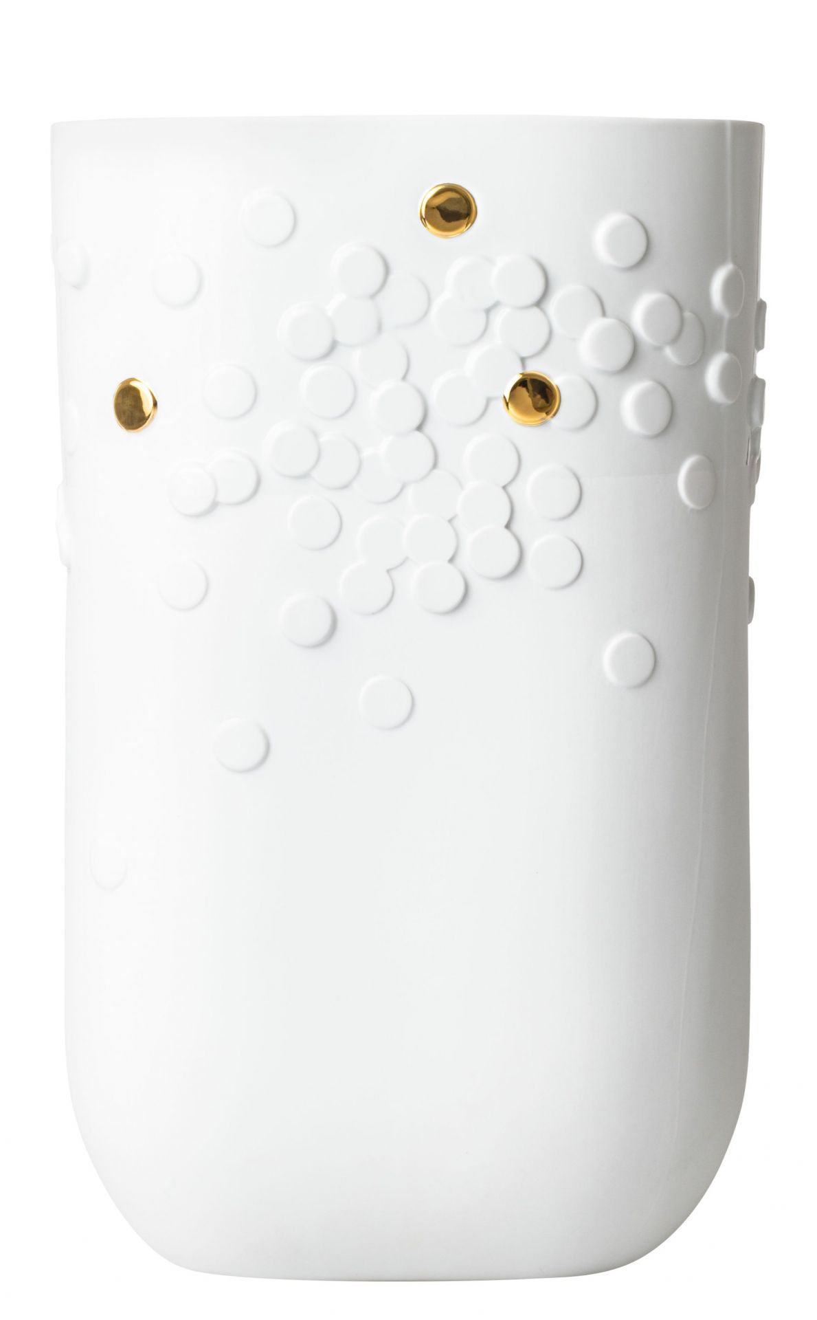 Weiße Bodenvase mit goldenen Akzenten, moderne Räder Vase für stilvolle Dekoration.