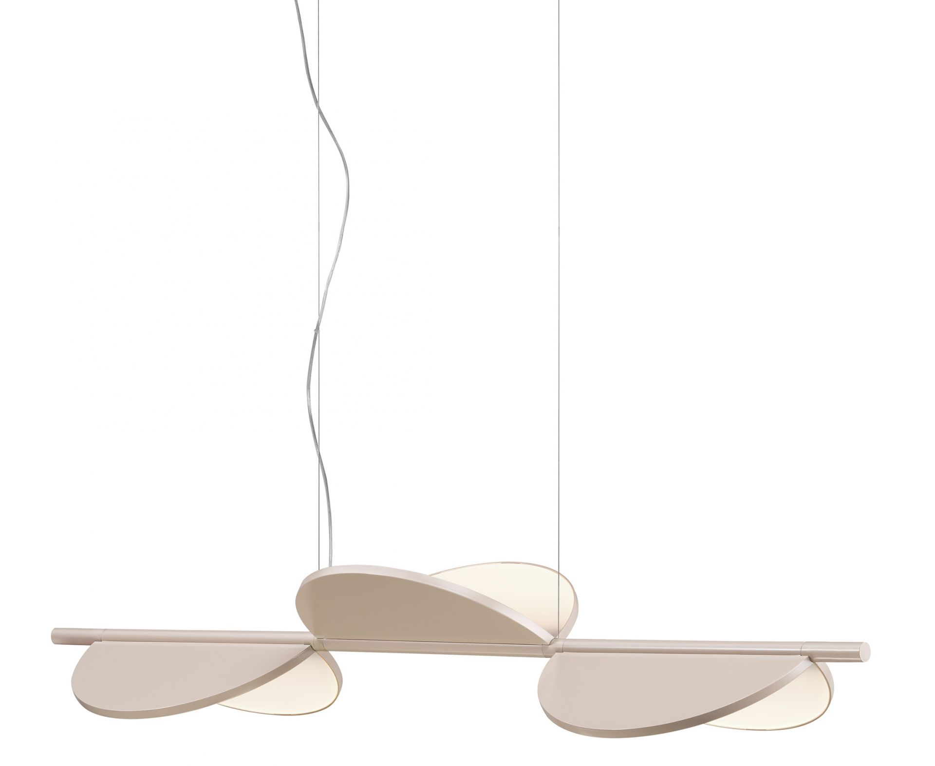 Nude Almendra Linear S3 Pendelleuchte von Flos: Moderne Hängelampe mit sanftem Licht und elegantem Design.