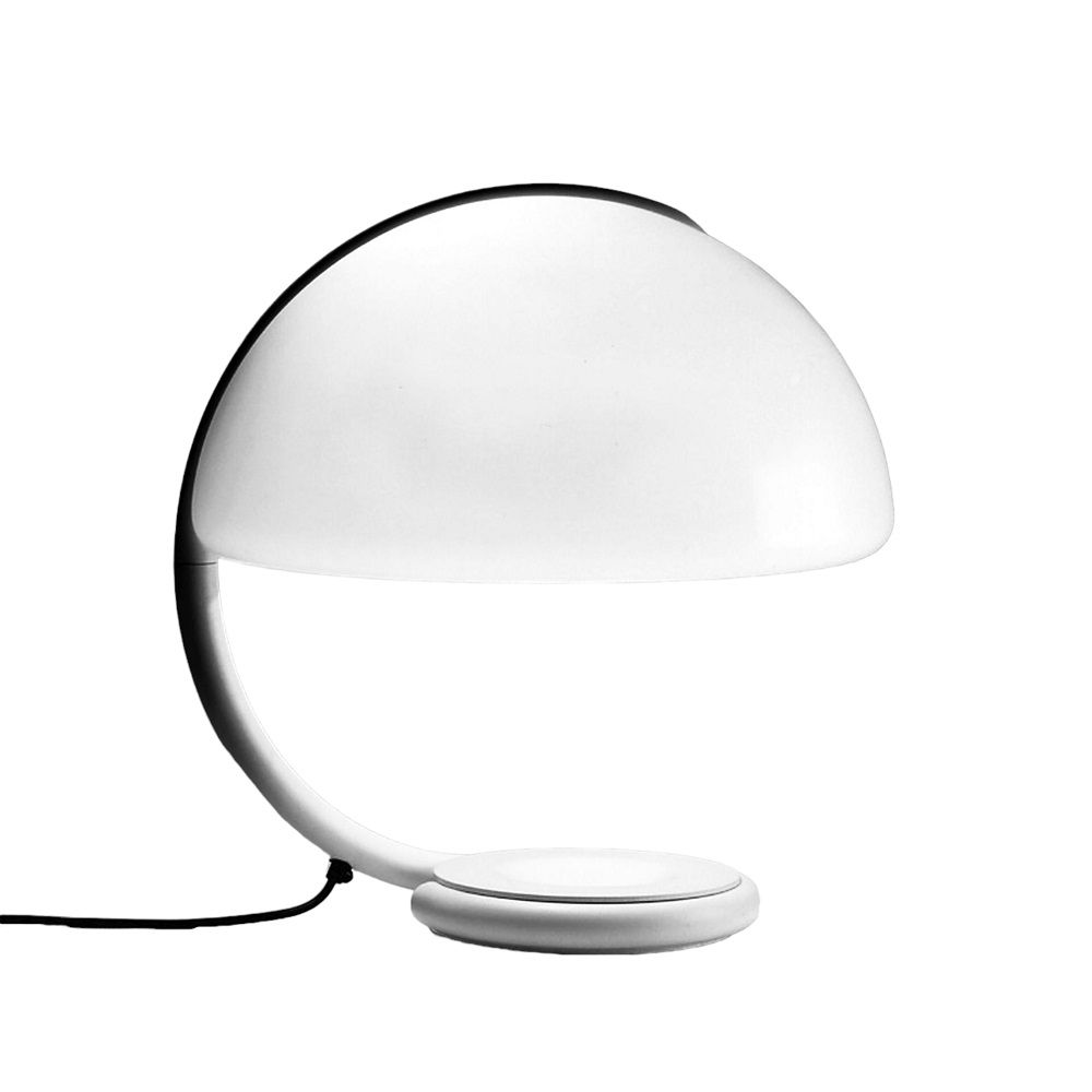 Weiße Serpente Tischleuchte von Martinelli Luce, modernes Design für Wohnzimmer und Schlafzimmer.