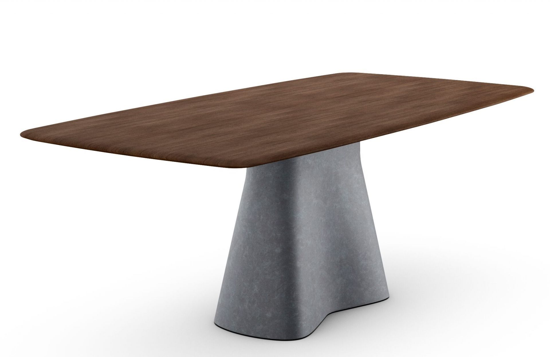 Temno Esstisch von Walter Knoll mit Holzplatte und grauem Betonfuß, modernes Design.