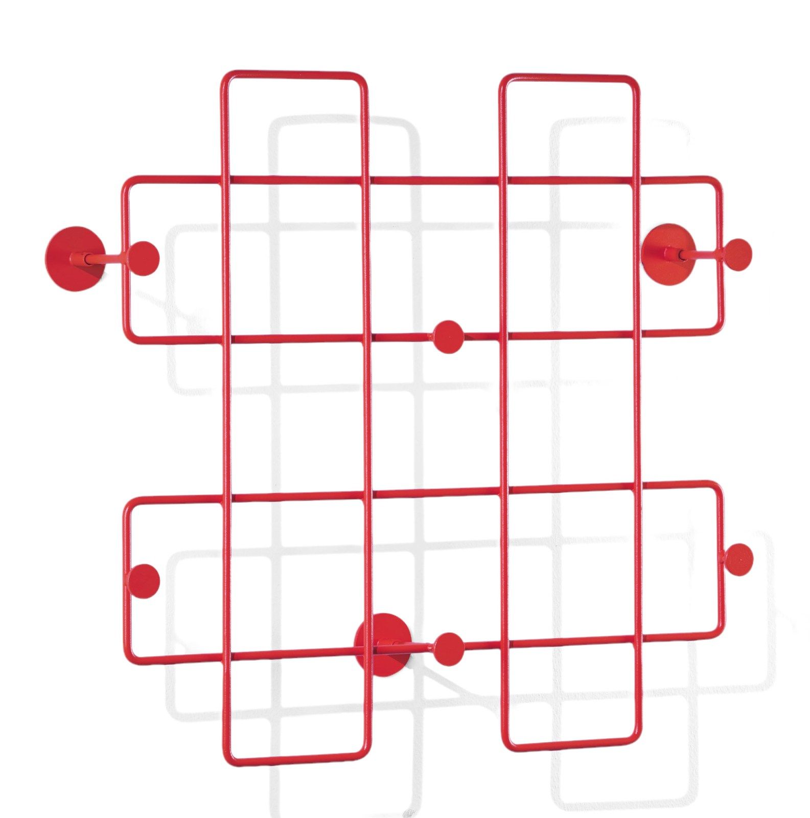 Blutorange Bazar Wandgarderobe mit Haken, moderne Garderobenlösung aus Metall für Flur und Eingangsbereich.