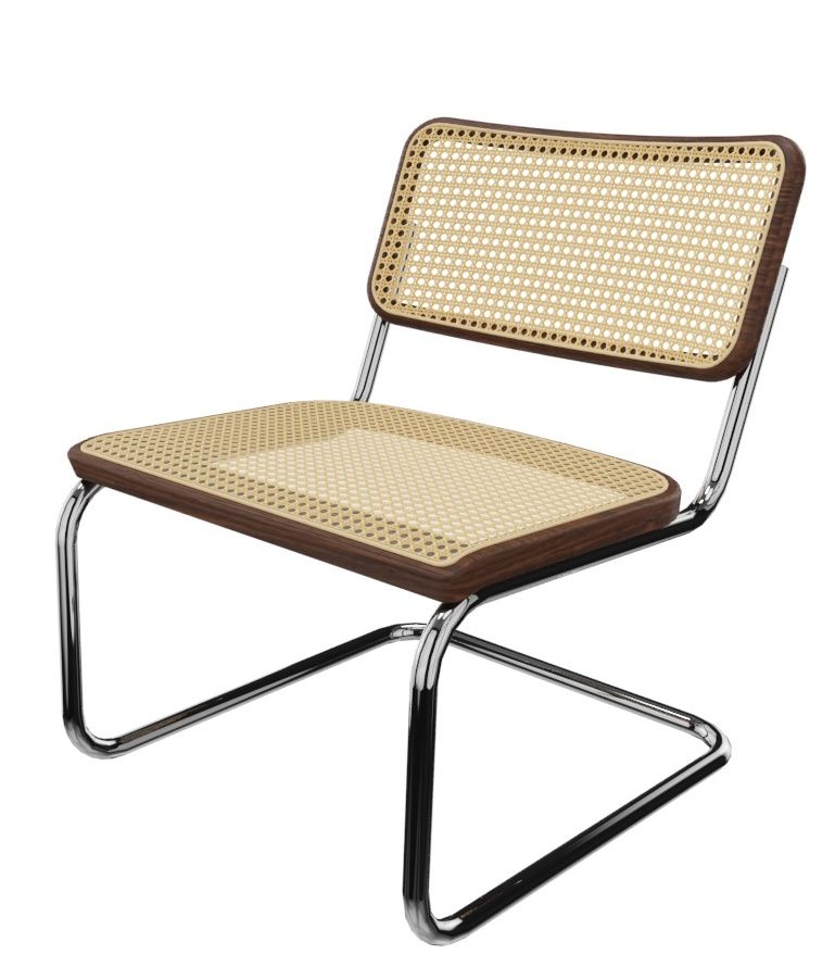 S 32 VL Lounge Chair Sessel NUSSBAUM MIT NATURHOLZLACK LACKIETZ / NATUR ROHRGEFLECHT Thonet EINZELSTÜCK