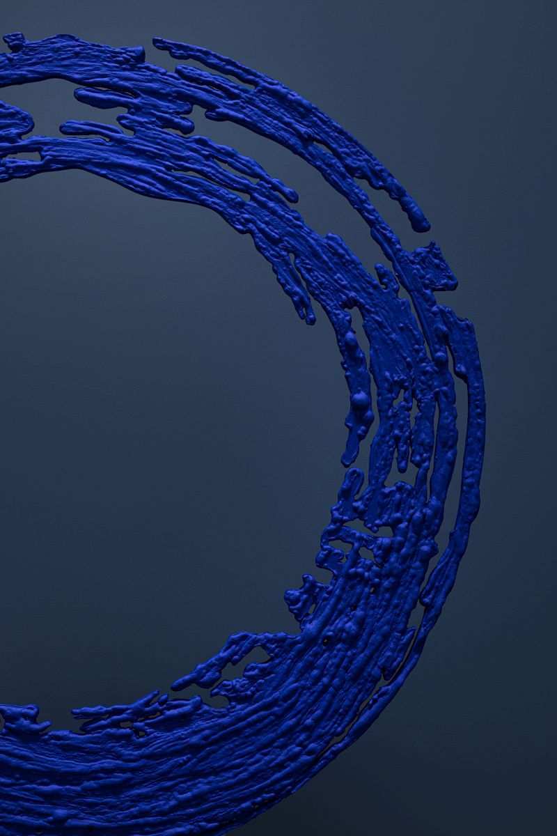 Detailaufnahme der blauen Enso Tischlampe von Catellani & Smith, modernes Design.