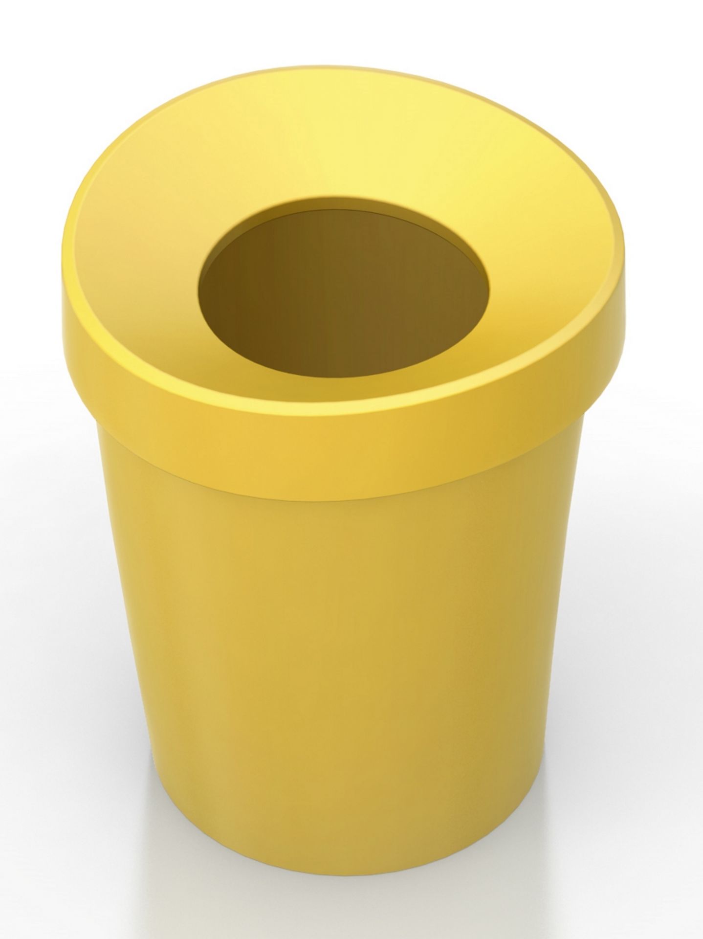 Gelber Happy Bin Papierkorb von Vitra: Moderner Abfalleimer für Büro oder Zuhause.