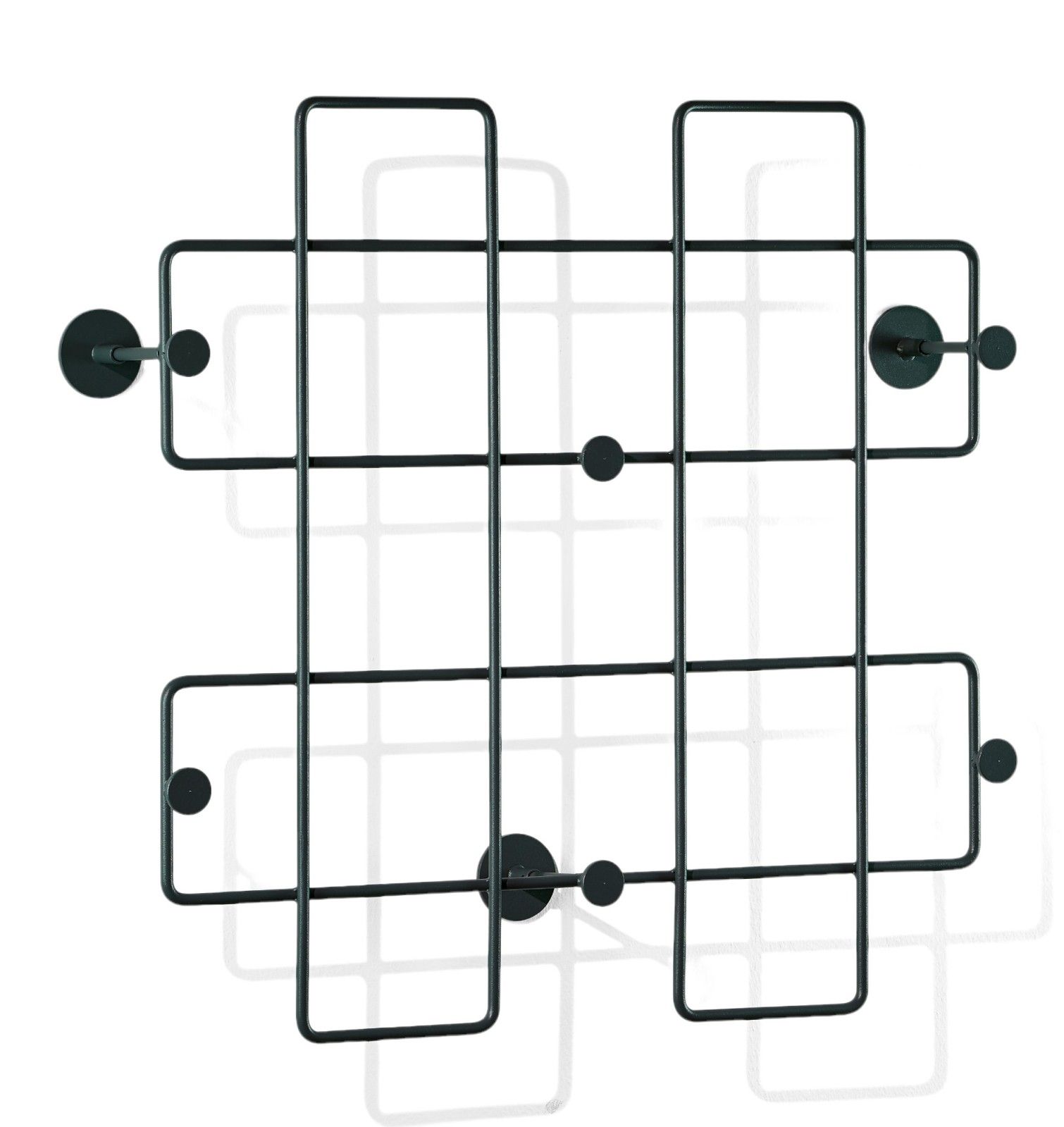 Bazar Wandgarderobe von Richard Lampert, groß, schwarz, aus Metall mit Haken.