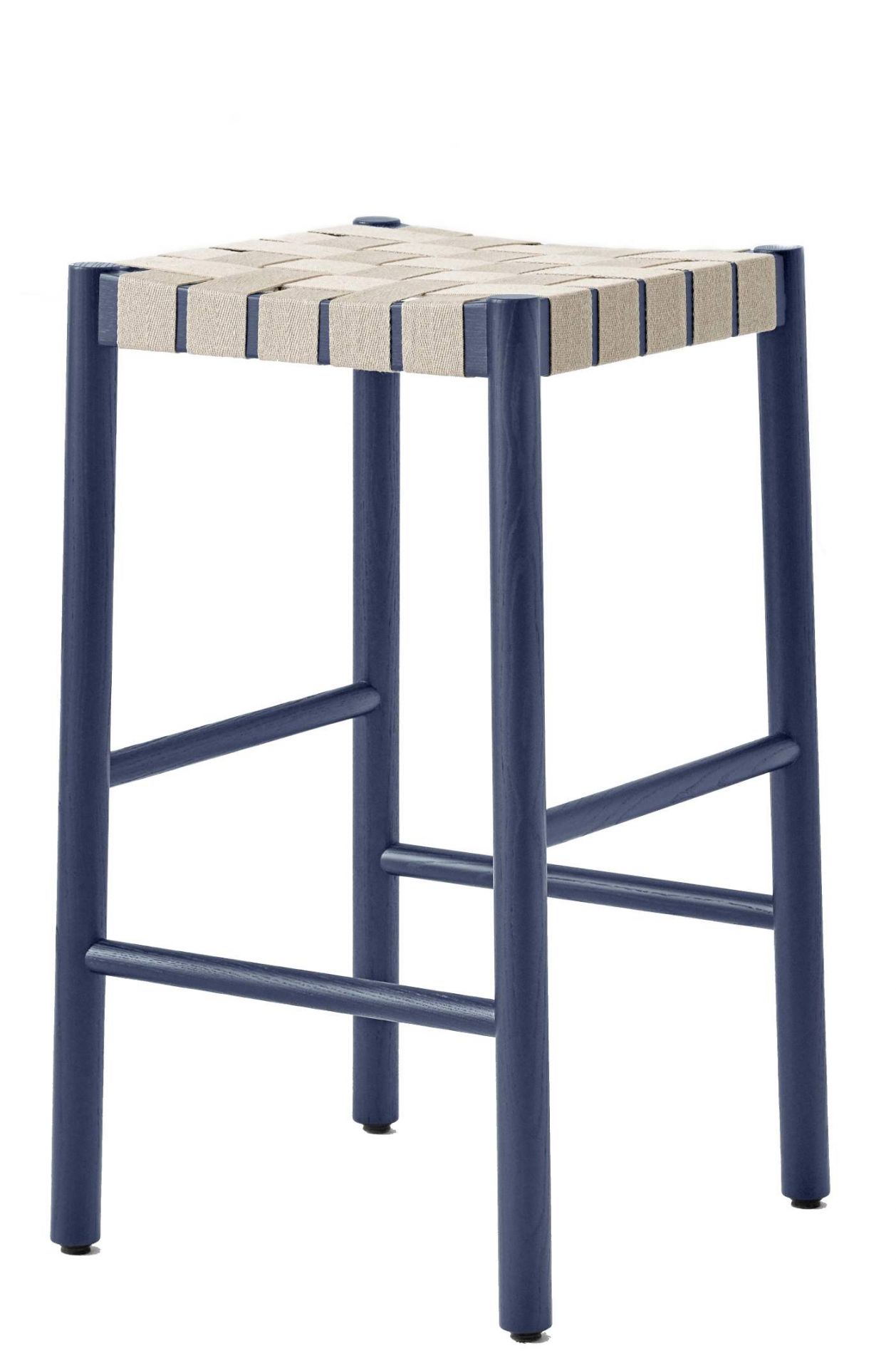 Blauer Betty Barhocker von Andtradition mit geflochtener Sitzfläche, ideal für Küche und Bar.