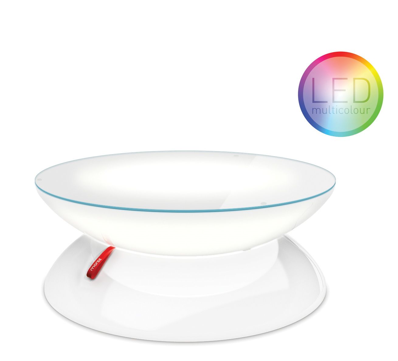 Weißer Moree LED Lounge Tisch mit Akku für den Outdoor-Bereich.