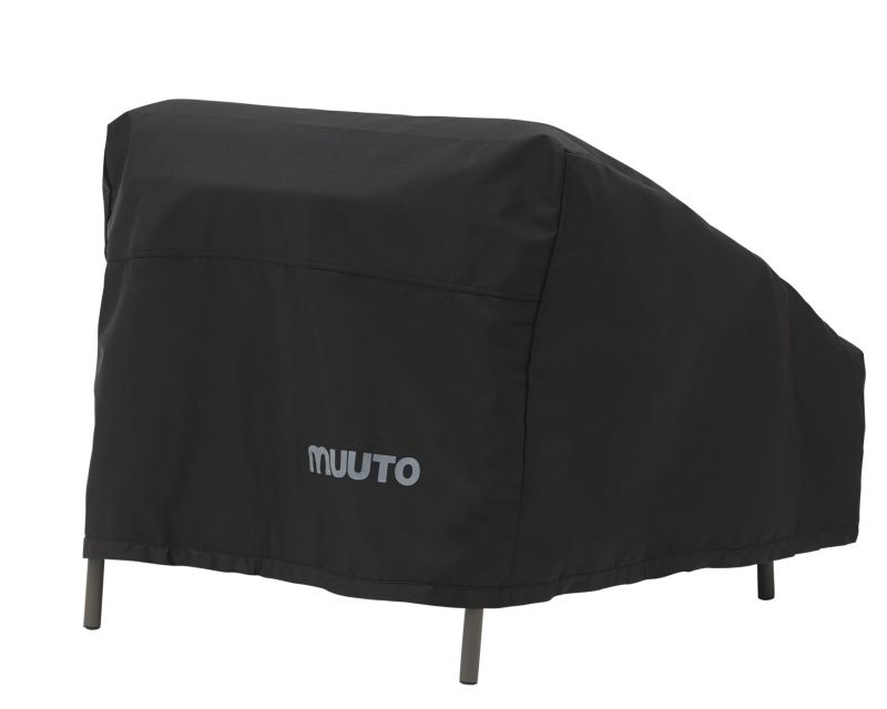 Schwarze Muuto Abdeckhaube für Settle Lounge Chair Sessel, schützt Outdoor Möbel vor Witterung.