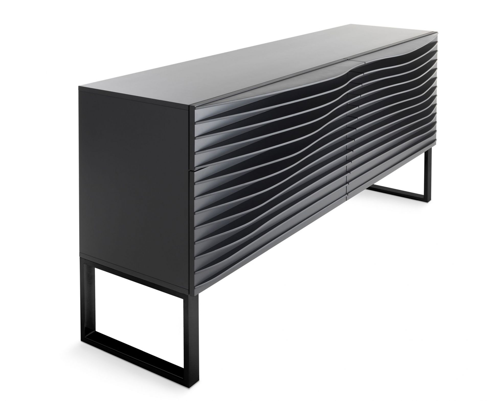 Tide Anrichte in Staubgrau mit schwarzem Gestell, modernes Design für Wohnzimmer und Esszimmer.