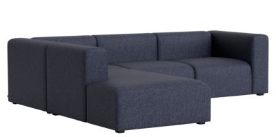 Blaues Hay Mags Sofa Eckkombination mit Armlehne links, modernes modulares Design für Wohnzimmer.