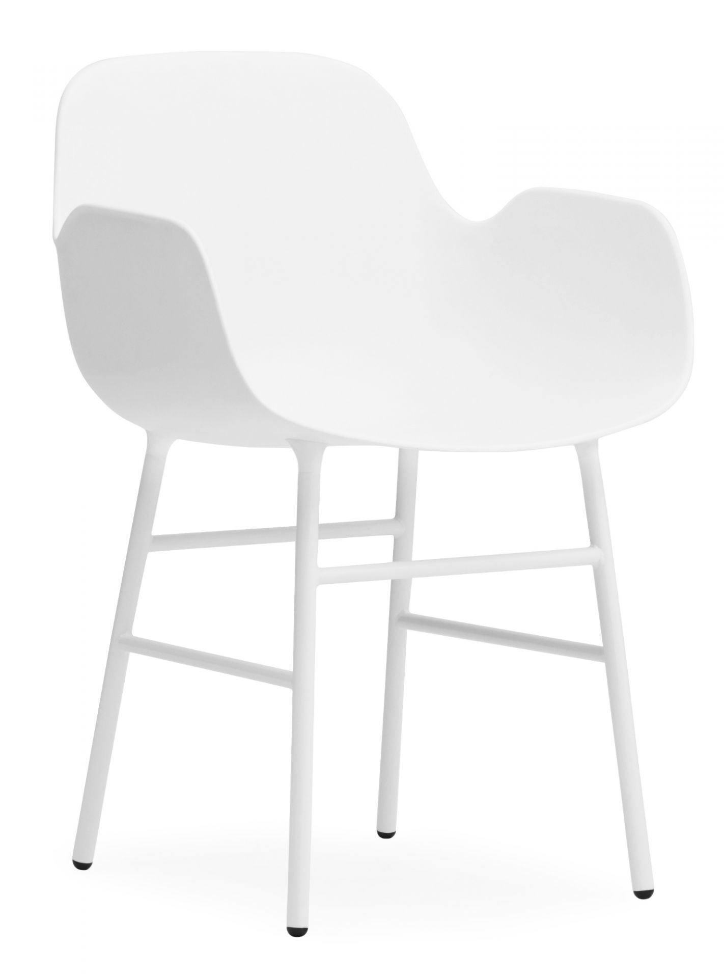 Weißer Form Armchair Lehnstuhl von Normann Copenhagen mit Armlehnen und weißem Gestell. Moderner Design Lehnstuhl.