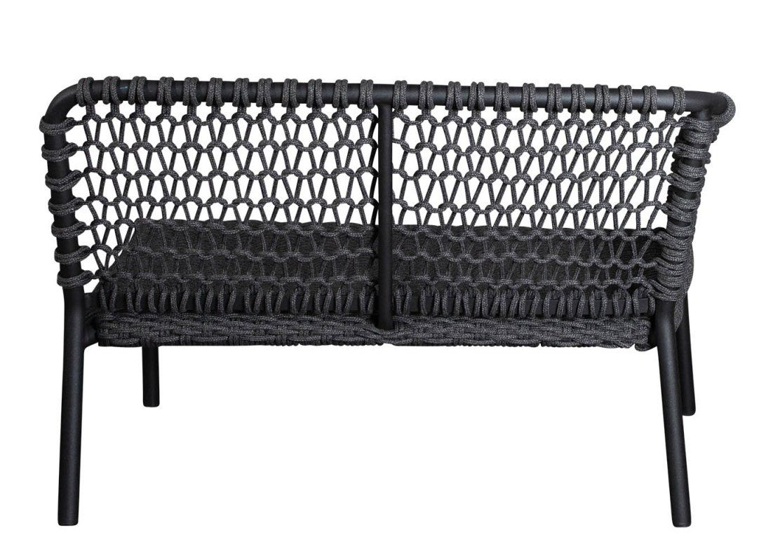 Ocean 2-Sitzer Outdoor Sofa mit Cane-Line Geflecht, graues Lounge Sofa für Garten und Terrasse.