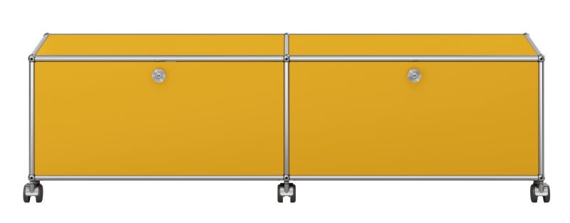 USM Haller Lowboard auf Rollen mit 2 Klapptüren Goldgelb - QUICK SHIP