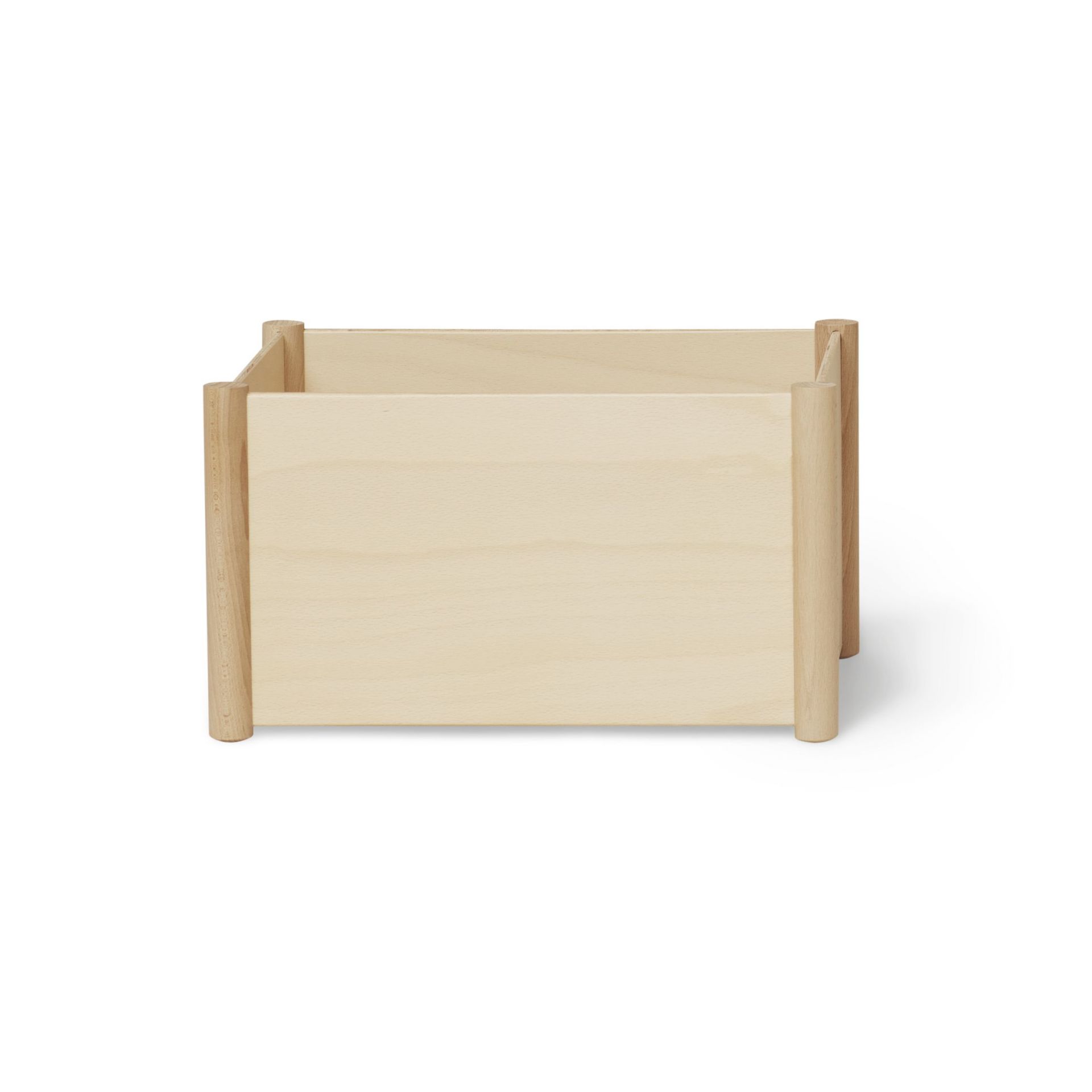 Pillar Box Medium: Quadratische Aufbewahrungsbox aus hellem Holz, ideal für Büro und Zuhause.