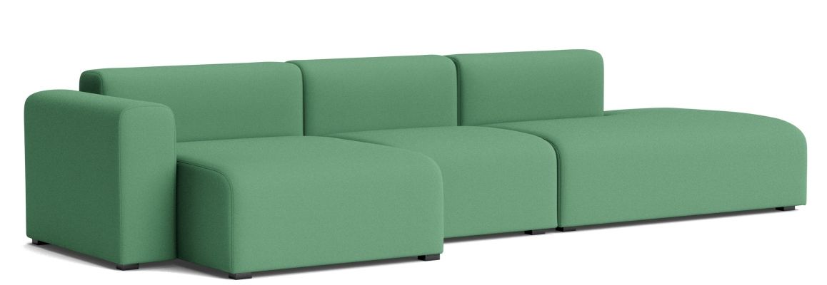 Grünes Mags Sofa 3-Sitzer mit Armlehne links, moderner Stoffbezug für Wohnzimmer und Lounge.
