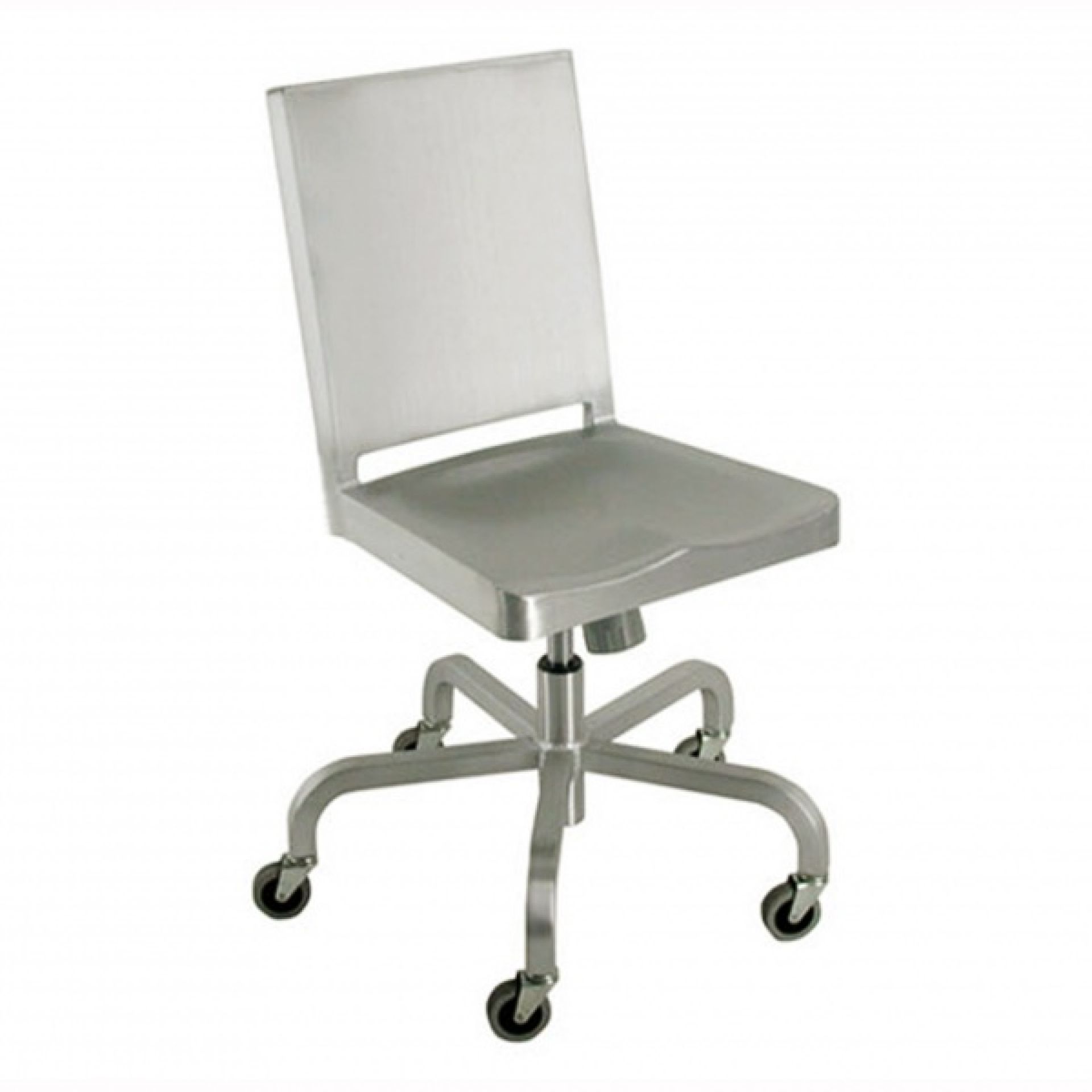 Emeco Hudson Drehstuhl aus gebürstetem Aluminium mit Rollen, Bürostuhl für modernes Design.