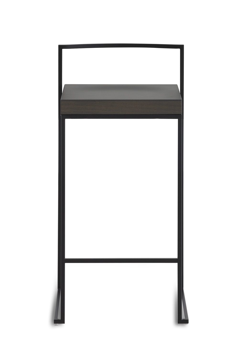 Cubo Barhocker mit dunkler Holzplatte und schwarzem Metallgestell, moderner Hocker für Küche oder Bar.
